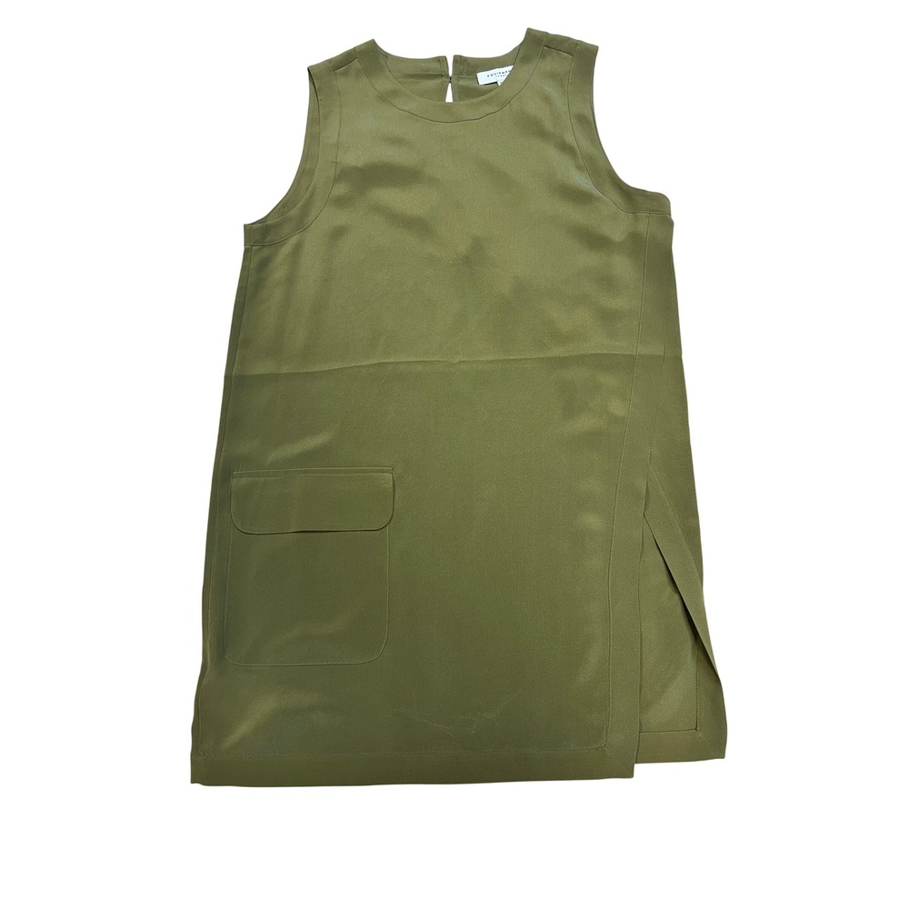 Equipment Femme Silk Sleeveless Tunic Top Womens XS Olive Green Excellent Pocket
